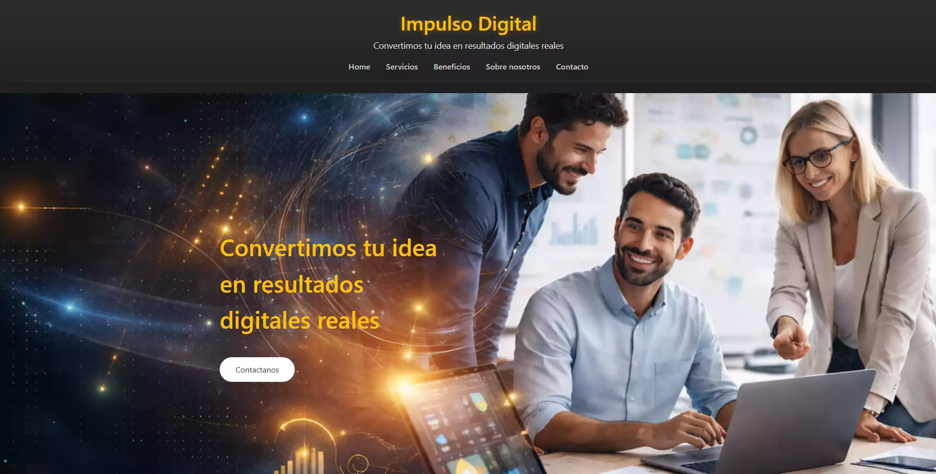 modelo de landing institucional - imagen de ejemplo