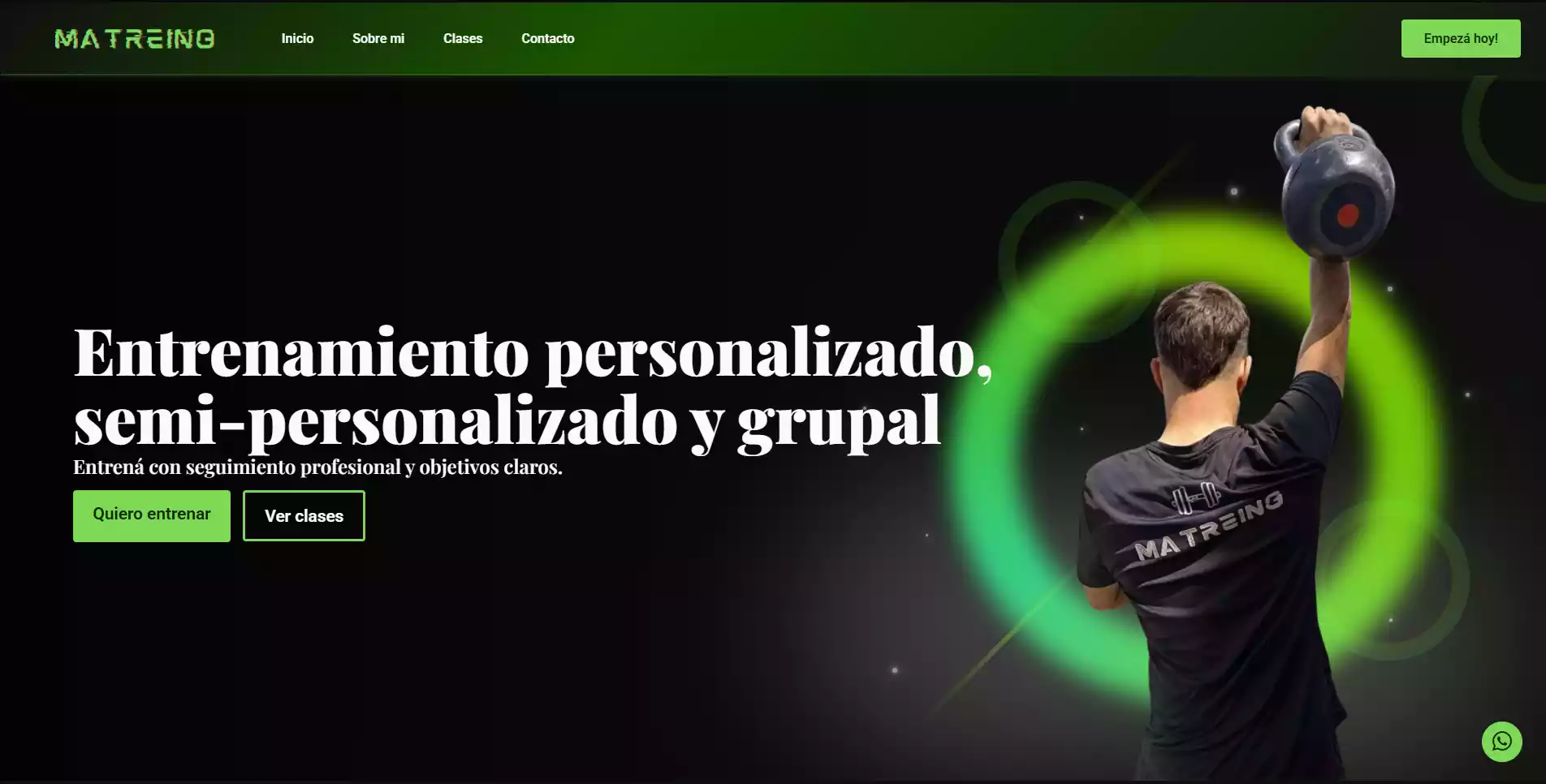 Página web para Matreino, entrenamiento personalizado