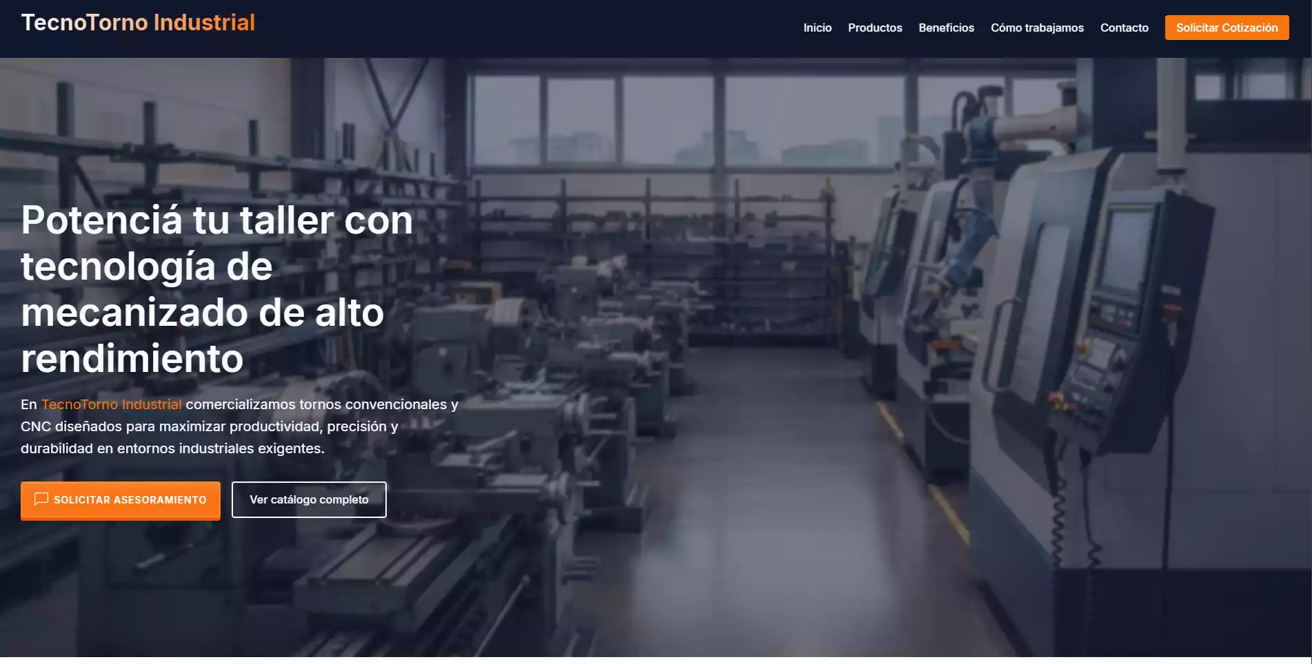 Landing page industrial para empresa TecnoTorno